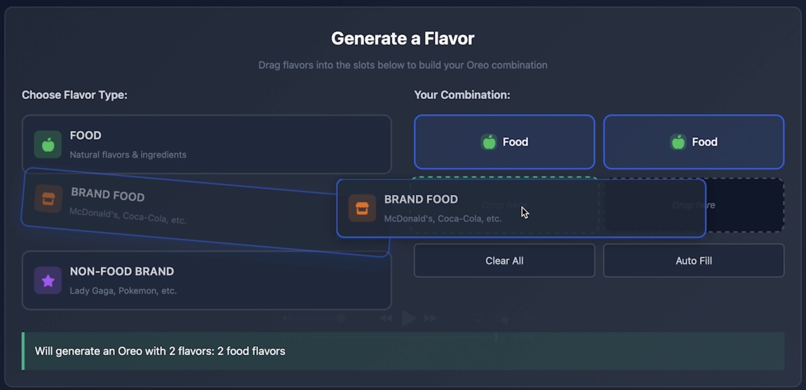 Screenshot showing the drag-and-drop interface and generated results