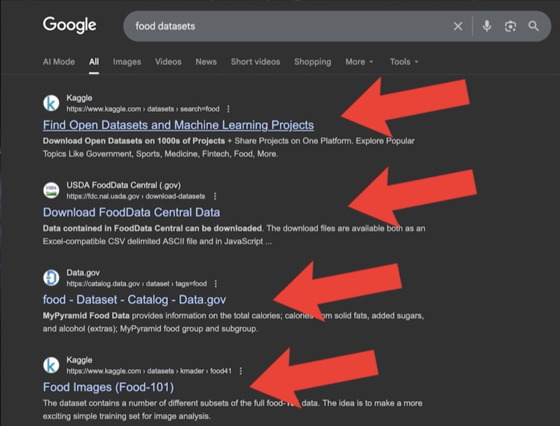 Search Results food datasets