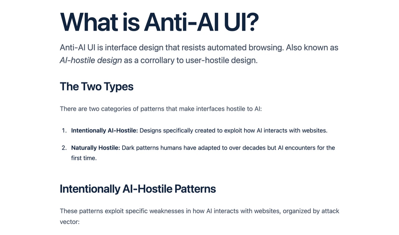 What is Anti-AI UI?