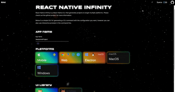 React Native Infinity