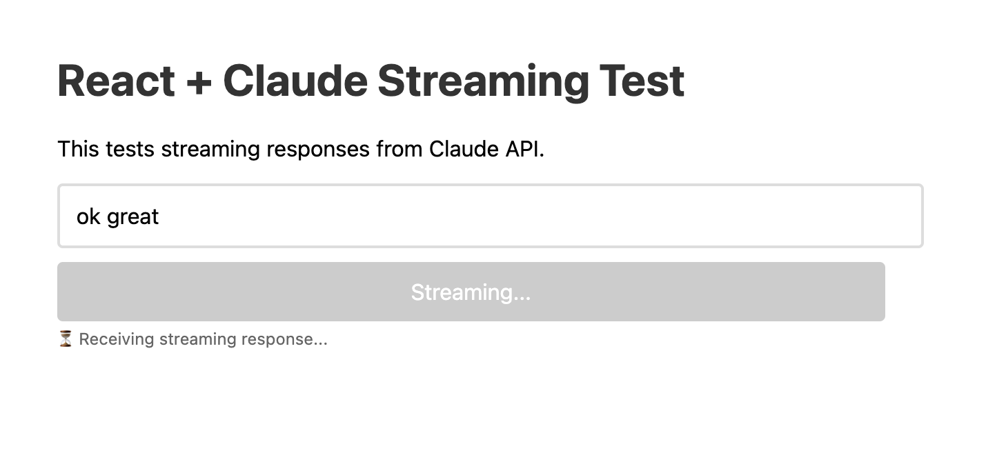 Streaming response from Claude API