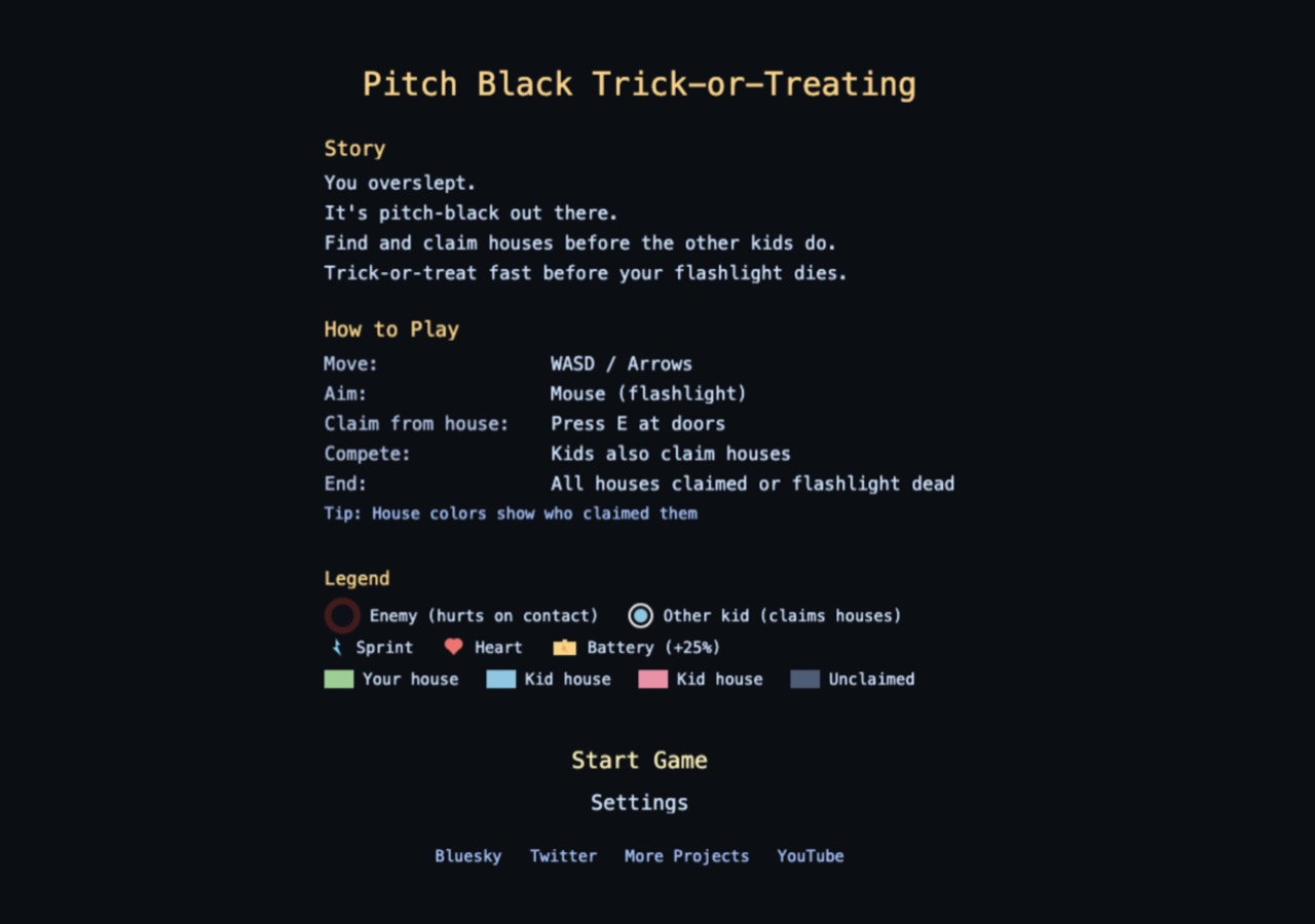 Pitch Black Trick-or-Treating Game